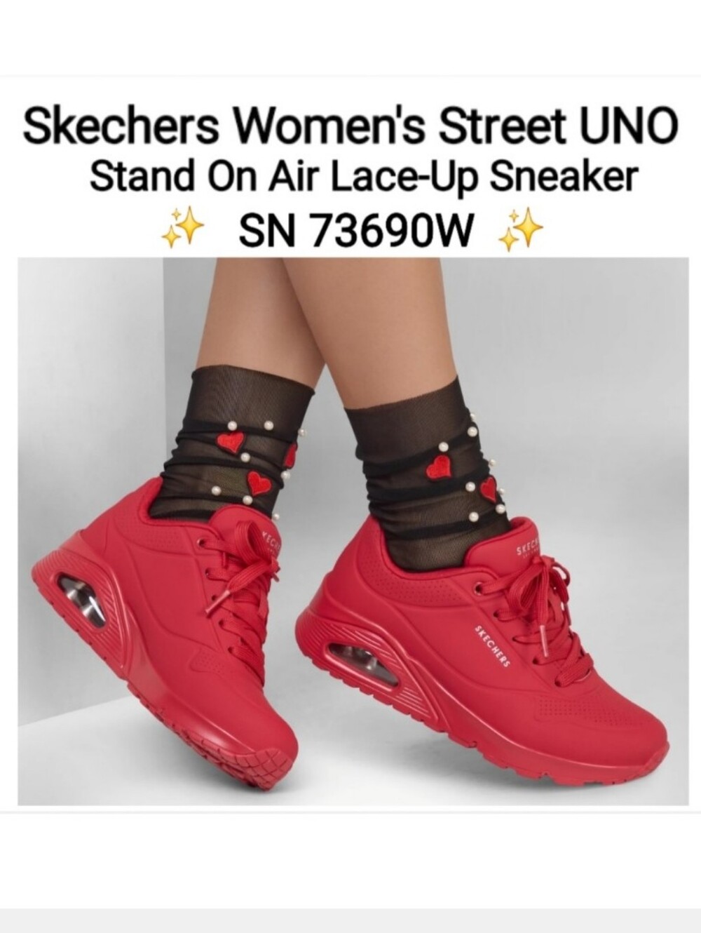 Skechers Women's Street UNO Stand On Air Lace-Up Sneakers - Red, Size 11